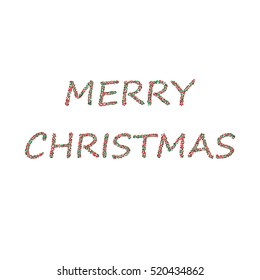 Merry Christmas bubbles red green on the white
