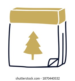 Fröhlicher Weihnachtskalender mit Pinienbaum-Design, Wintersaison und Dekorationsthema Vektorgrafik