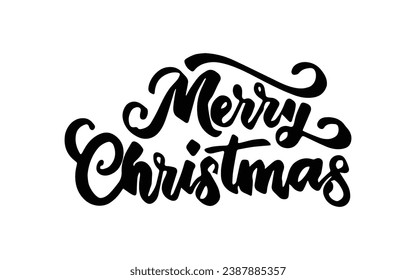 Merry Christmas calligraphic hand drawn lettering isolated element