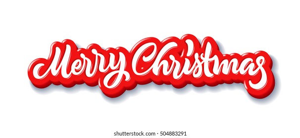 Merry Christmas calligraphic handdrawn lettering with inflated jam style