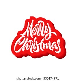 Merry Christmas calligraphic handdrawn lettering with inflated jam style