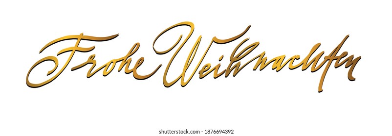 Merry Christmas. Calligraphic inscription in German. Lettering. Design for greeting card, banner, sticker, poster, social media. color vector illustration