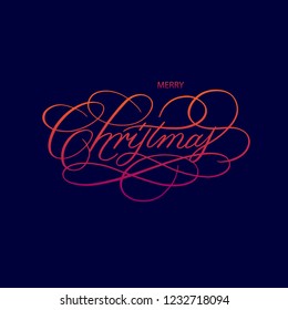 Merry Christmas calligraphic inscription. Hand drawn vector christmas greeting card. Hand lettering text. 