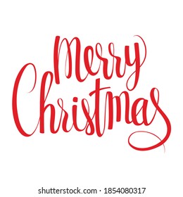 Merry Christmas Calligraphic lettering inscription. Vector tenplate for Christmas greeting card, banner, web page and mobile app.