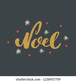 Merry Christmas Calligraphic Lettering Noel. Typographic Greetings Design. Calligraphy Lettering for Holiday Greeting. Hand Drawn Lettering Text Vector illustration.