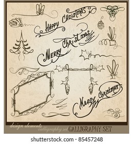 Merry Christmas calligraphic set