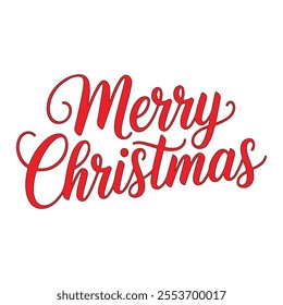 Merry Christmas Calligraphic style text in red color 