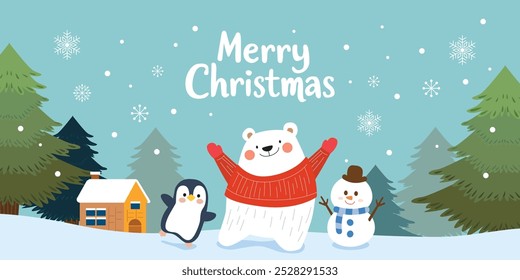 Merry Christmas Calligraphy and Background Banner