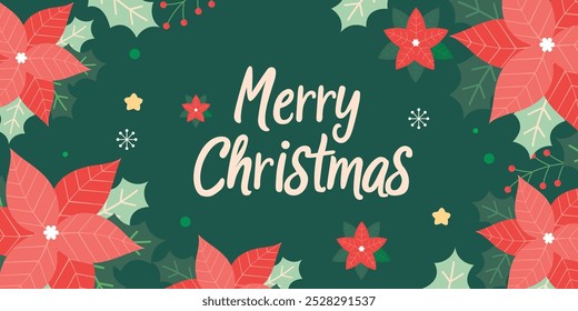 Merry Christmas Calligraphy and Background Banner