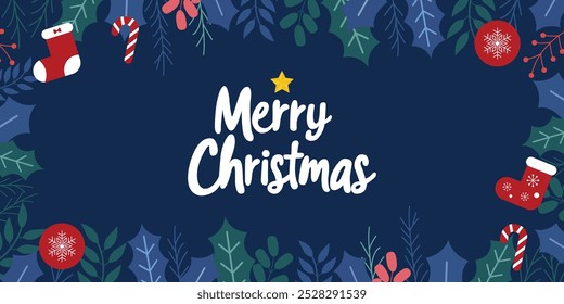 Merry Christmas Calligraphy and Background Banner