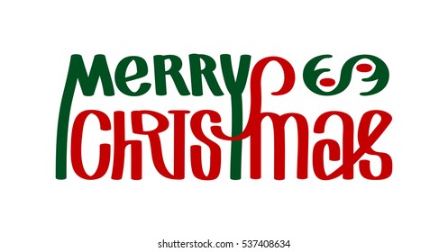 Merry christmas. Calligraphy clip-art, vector illustration. Suitable for poster or web banner