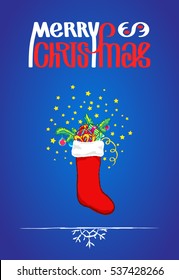 Merry christmas. Calligraphy clip-art, vector illustration. Suitable for poster or web banner