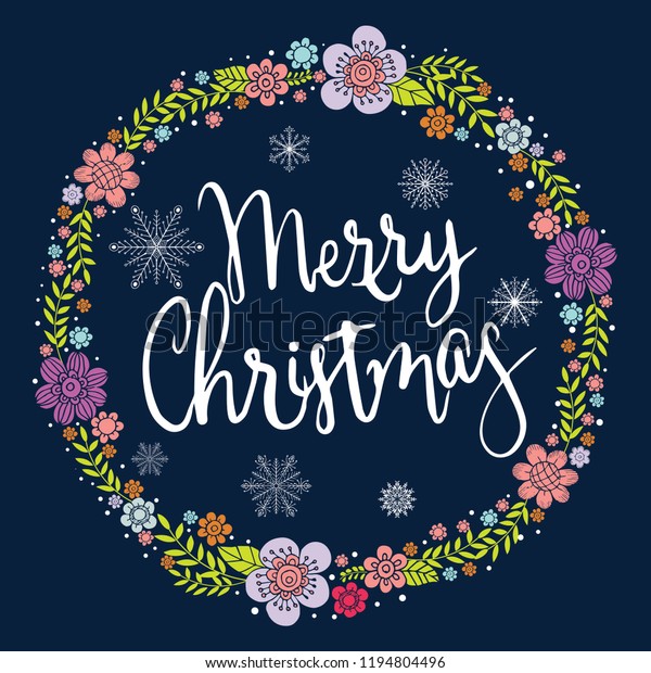 Merry Christmas Calligraphy Hand Drawn Decorative Stock Vector (Royalty ...