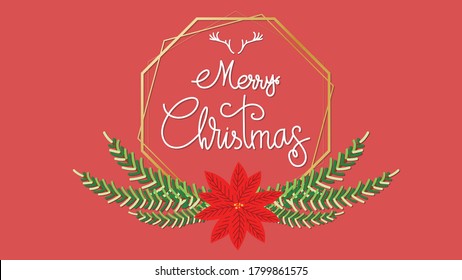 Merry Christmas calligraphy Hand writing￼ in Christmas holidays, Vector illustration EPS 10