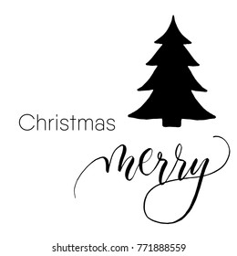 Merry Christmas -  calligraphy and lettering card vector.