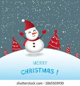Merry Christmas calligraphy lettering design. Creative typography for holiday greeting. Winter landscape.
