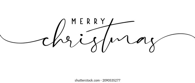 Merry Christmas calligraphy lettering phrase. Hand drawn modern script isolated on white background. Xmas vector brush ink text illustration. Creative typography for holiday greeting cards, banner