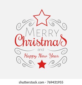 Merry Christmas - calligraphy with ornaments. Vector.