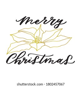 Merry Christmas calligraphy phrase. Modern lettering for cards, posters, t-shirts, etc. with handdrawn elements. Winter holiday sketch banner. Holiday greetings quote.