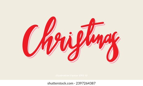 Merry Christmas calligraphy  with star tree and snow on background  , Flat Modern design , illustration Vector EPS 10