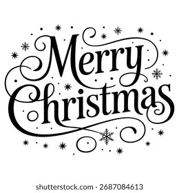 Merry Christmas Calligraphy Text – Elegant Holiday Greeting Typography