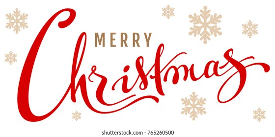 Merry Christmas calligraphy text. Isolated on white vector illustration greeting card