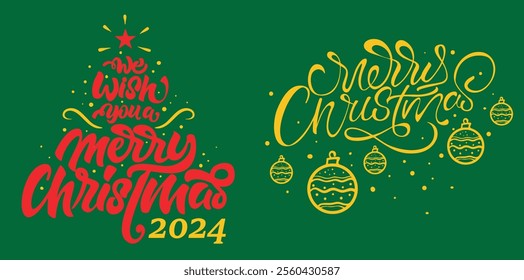 Merry christmas, calligraphy, typography font, template, wishes, christmas, xmas, 2024, sticker, vector design