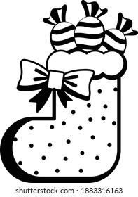 Merry Christmas Candies Bow and Socks Concept Vector Icon Design, Xmas Symbol on white background, New Year Celebration Sign,