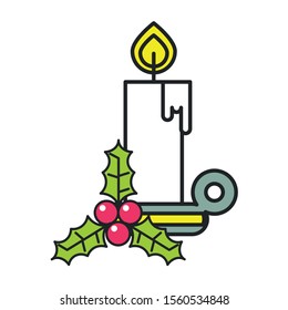 merry christmas candle isolated icon vector illustration design