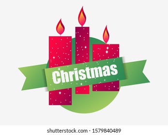 Merry Christmas. Christmas candles. Greeting card design template. Vector illustration