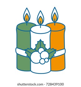 merry christmas candles with leafs