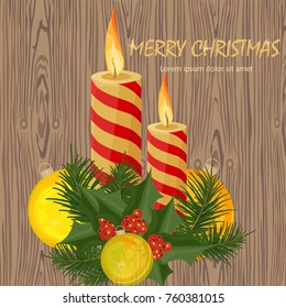 Merry Christmas candles Vector. Holidays background illustration