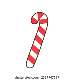 "Merry Christmas" candy cane. Hand painted Christmas candy isolated on a white background. Can be used in web design, print, postcard, packaging