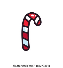 navidad navidad línea de caña de caramelo y diseño de icono de relleno, temporada de invierno y tema de decoración Ilustración vectorial