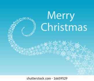 merry christmas caption with wave of snowflakes