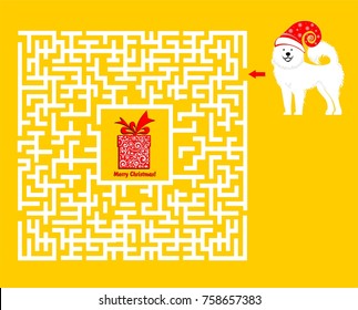 Merry christmas card. 2018 Happy New Year greeting card or background. Maze. Vector Illustration