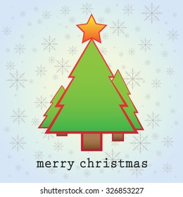 Merry Christmas card with 3 christmas trees