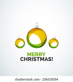Merry Christmas card - abstract ball, bauble modern abstract overlapping shapes design