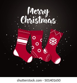Merry christmas card. Abstract creative concept vector icon of Santa hat.