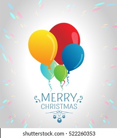 Merry Christmas card with air balloons