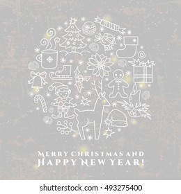 Merry Christmas card.  All objects are conveniently grouped  and are easily editable.