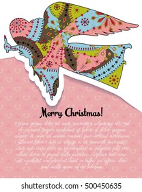 Merry Christmas card with angel colorful