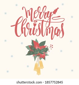 Merry Christmas Card Background. Christmas Doodle Lettering Pattern. Vector Christmas Original Creative Card Template. 