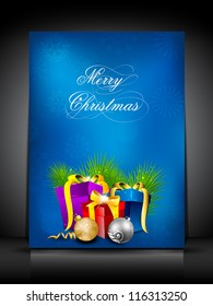Merry Christmas card or background with gift boxes. EPS 10.