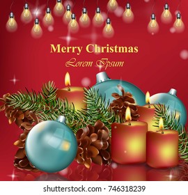 Merry Christmas card background Vector. Happy Holidays Realistic illustrations