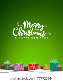 Merry Christmas card background, vector, present