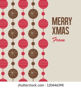 Merry Christmas card with christmas balls