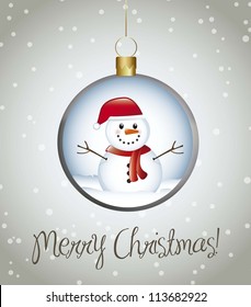 merry christmas card with balls over gray background. vector