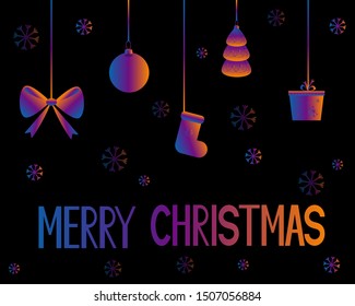 Merry Christmas card with Christmas balls. Vector illustration.