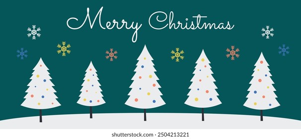 Merry Christmas card or banner. Christmas trees in a minimalist style. Vector.